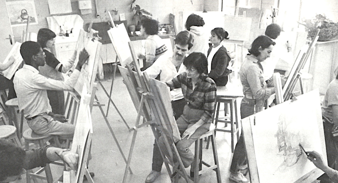 Philip Hallawell dando aula no Liceu de Artes e Ofícios, 1984